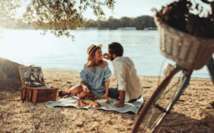 Romantic picnic date for two